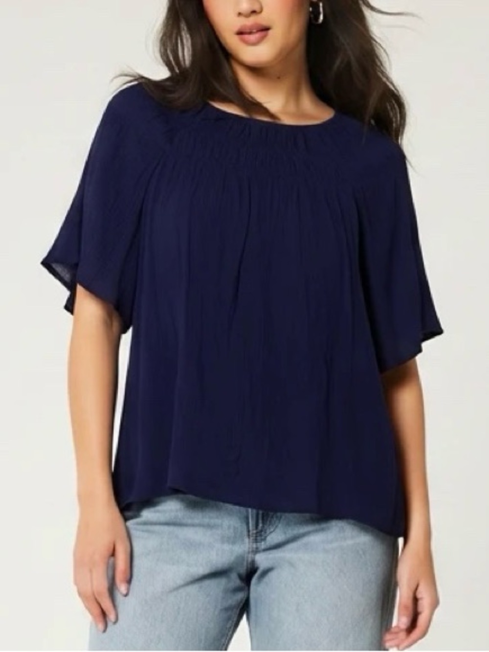 Navy Blue Lightweight Short Sleeve Top